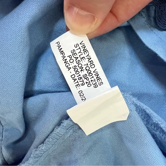 Vineyard Vines Girls Sleeveless Light Blue Dress Navy Ric Rac Detail, size 7 - Picture 6 of 7